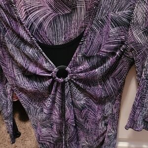 Brittany Black Purple and Black Patterned Blouse